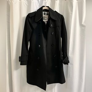 Burberry Prorsum Black Double Breasted Trench Coat with Belt US 2